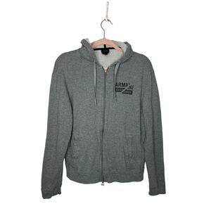 Armani Exchange Grey Zip Up Long Sleeve Lightweight Cotton Hoodie Sweatshirt M